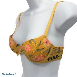 Yellow Floral Victoria's Secret PINK Date Push Up